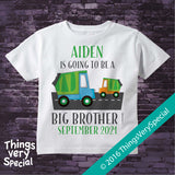 Big Brother Garbage Truck Design with Due Date on T-shirt or Onesie Bodysuit 12282016a