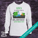 Big Brother Garbage Truck Design with Due Date on T-shirt or Onesie Bodysuit 12282016a