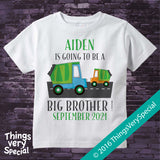 Big Brother Garbage Truck Design with Due Date on T-shirt or Onesie Bodysuit 12282016a
