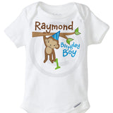 Boy's First Birthday Onesie with Monkey - Jungle or Zoo Theme