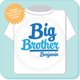 Boy's Big Brother Shirt Personalized Infant, Toddler or Youth Tee Shirt, Blue Text t-shirt 02132014g