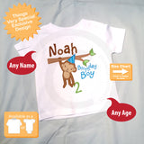 Monkey Birthday Boy Shirt - Boy's 2nd Birthday Shirt, Personalized Second Birthday Boy Monkey Shirt, Jungle Theme Birthday 12312013j