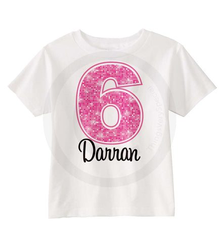 Pink 6 Birthday shirt for Girls