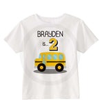 School Bus Birthday shirt for boys, 2nd birthday shirt