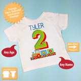 Personalized Train Birthday Shirt with Name for two year old Second Birthday Train Theme 01052016g