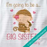 Big Sister Monkey Shirt Personalized short or long sleeve with baby boy monkey