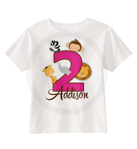 Jungle Theme Birthday Shirt for 2 Year Old Girl