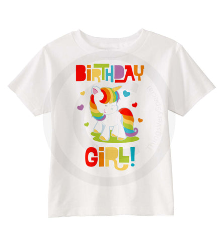 Rainbow Unicorn Birthday Girl Shirt