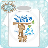 Boy's Big Cousin of Twins Tee Shirt with cute monkeys in infant youth and toddler sizes