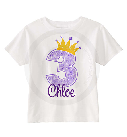 Purple Princess 3rd Birthday Shirt