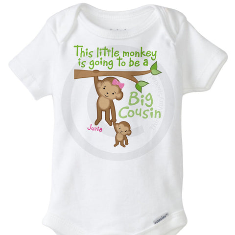 This little Monkey is going to be a big Cousin Onesie Bodysuit