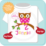 Owl Second Birthday shirt for girls, Personalized with her name and age. 02022014c