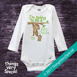 Monkey Big Cousin Onesie Bodysuit with due date. Short or long sleeve