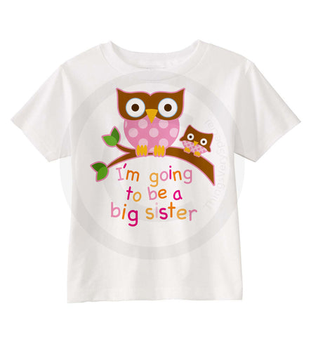 I'm going to be a big sister to a baby sister owl shirt