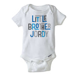 Matching Sibling set, Big Brother and Little Brother Shirt and Onesie Bodysuit with Blue an Grey lettering 02102014d