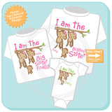 Sibling Monkey Shirt Set, Set of Three, Biggest Sister Shirt, Big Sister Finally, The Baby, Personalized Shirt or Onesie 02112016a
