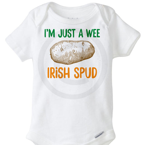 I'm Just a Wee Irish Spud Onesie, Irish Bodysuit for toddler, St Patrick's Day One Piece for Babies 02162015c