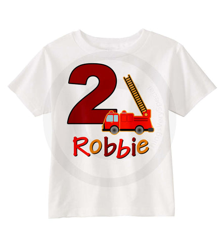 Fire Truck Birthday Shirt for 2 year old boy Fireman