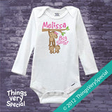 Monkey Big Sister To Twins Shirt or Onesie Bodysuit, personalized with big sister name 03012012c