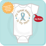 Personalized My Hero, Prostate Cancer Support Onesie with Light Blue Ribbon 03022016h