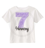 Purple Seventh Birthday Shirt for Girls