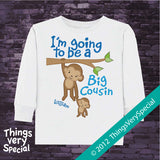 Big Cousin T shirt or Onesie - Monkey Big Cousin Shirt or Bodysuit - Big Cousin Gift - Jungle Big Cousin T-shirt or One Piece 03142012b