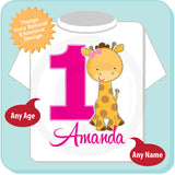 Girl's Giraffe Birthday shirt any age - Personalized 04102014k