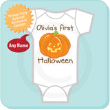 First Halloween Onesie or Shirt, Personalized Baby's first Halloween Onesie 1st Halloween Onesie, Cute Pumpkin 04252014g