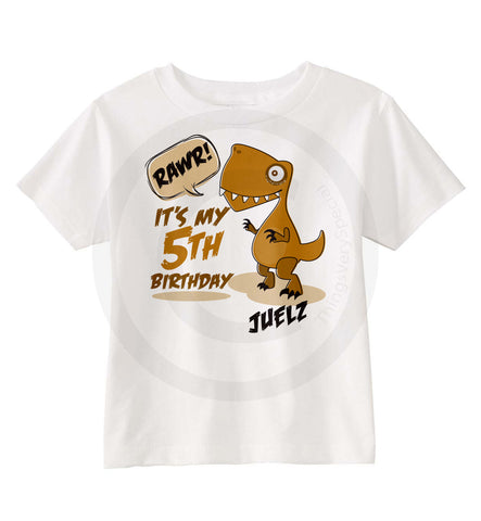 Dinosaur Birthday Shirt for 5 Year Old Boy