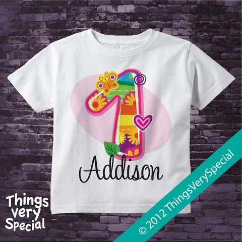 Fancy Number First Birthday T-shirt 100% Cotton short or long sleeve
