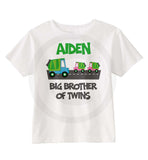 Big Brother of Twin Girls Shirt with Garbage Trucks