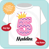 Fifth Birthday Shirt, Pink Chevron 5 Birthday Shirt, Any Age Personalized Girls Birthday Shirt Pink Age and Name 06102014a