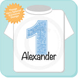 Boy's Birthday Shirt with Light Blue Number and his name 06202012a