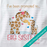 Giraffe Promoted To Big Sister Shirt 100% Cotton Short or Long Sleeve Boy Baby Giraffe