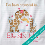 Giraffe Promoted To Big Sister Onesie Bodysuit 100% Cotton Short or Long Sleeve Baby Girl Giraffe