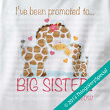 Giraffe Promoted To Big Sister Shirt 100% Cotton Short or Long Sleeve Unknown Gender Baby Giraffe