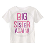 Big Sister Again shirt with Pink and Purple letters