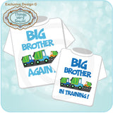 Set of Two matching Big Brother tee shirts for Big Brother Again and Big Brother in training with Garbage Trucks