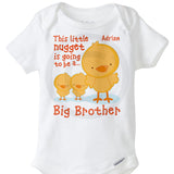 Big Brother to Twins Onesie with Cute Chickens 08062014d