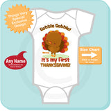 My First Thanksgiving Outfit for baby with cute Turkey - Personalized 08112014b