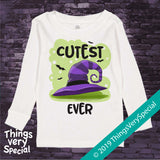 Halloween Shirt, Cutest Witch Ever Shirt short or long sleeve 100% cotton 08162019e