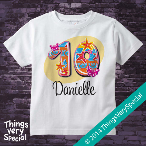 Fancy 10 Tenth Birthday Shirt for Girls Personalized in short or long sleeve