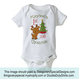 ThingsVerySpecial Personalized First Christmas Onesie with Reindeer