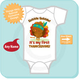 Turkey 1st Thanksgiving Onesie Outfit - Personalized Bodysuit with Turkey Theme 08282013b