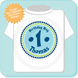 Birthday Boy Shirt with Circle design in Green Light Blue and Dark Blue 08302010a