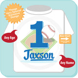 Baseball First Birthday tee shirt with Child's name and age 09022015i
