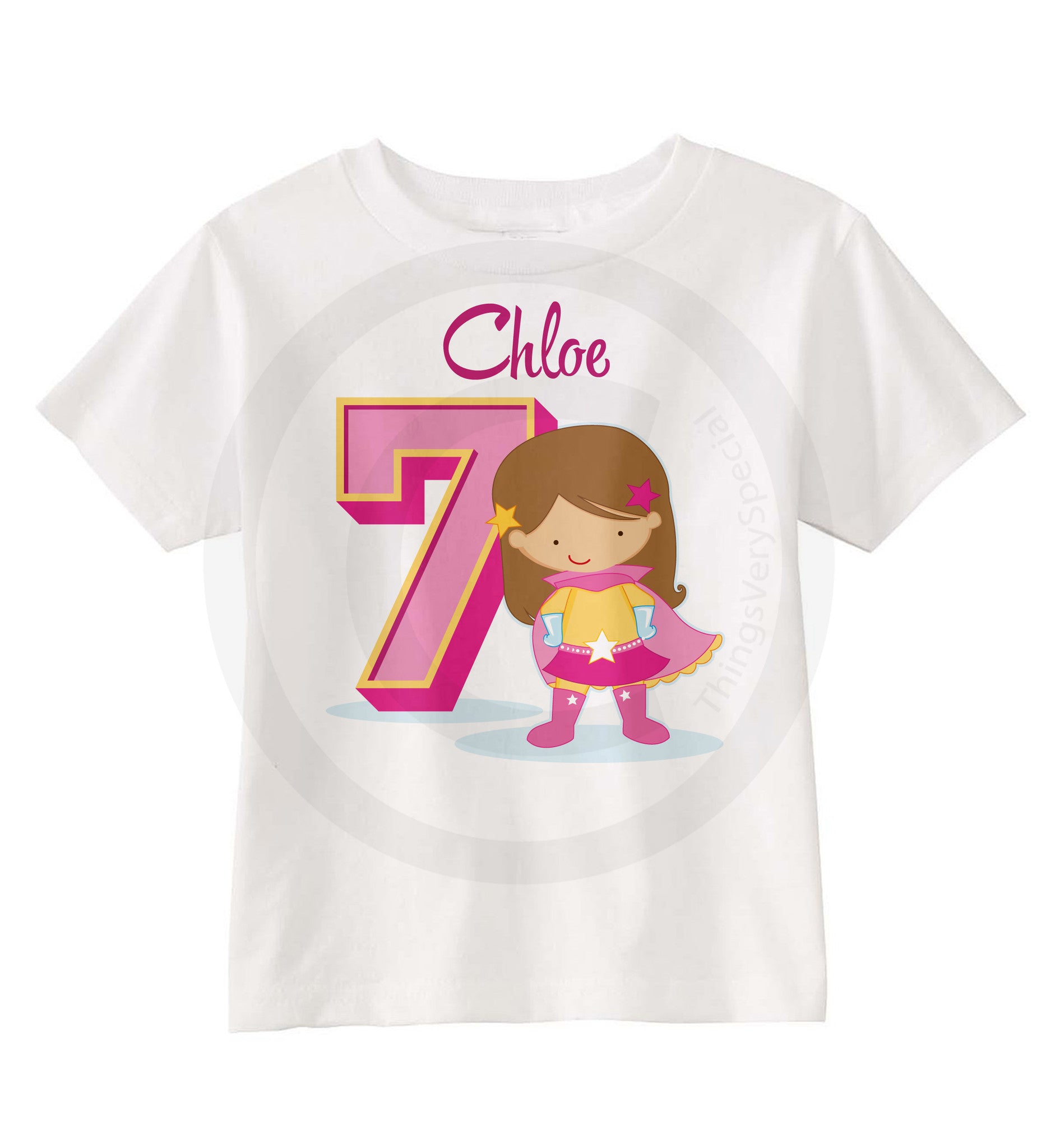 Girls Superhero 7th Birthday Shirt - Superhero Party