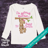 I'm Getting another Baby Cousin Tee shirt with monkeys and the due date 09122018b