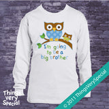 Owl Big Brother Shirt or Onesie Bodysuit with Blue and Green Owls 09202011a