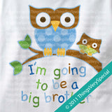 Owl Big Brother Shirt or Onesie Bodysuit with Blue and Green Owls 09202011a